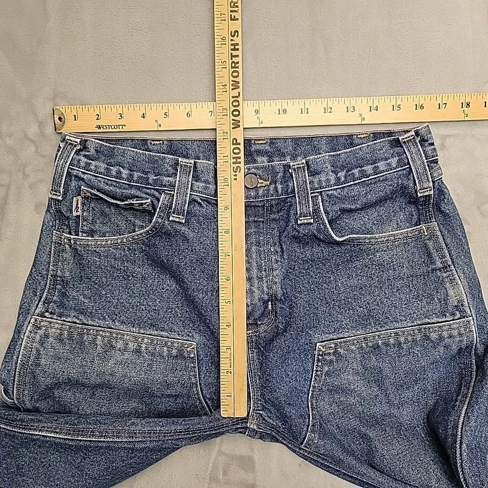 Carhartt Jeans Mens 33x32 Blue Double Knee Relaxed FR Cargo Logger Workwear